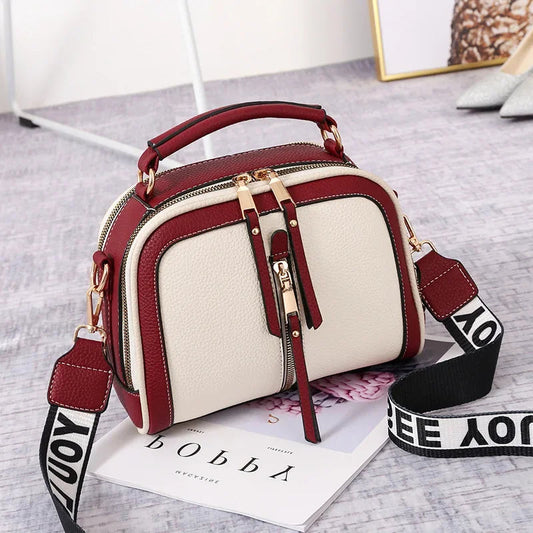 Fashion Hit Color Shoulder Bags for Women Female PU Leather Crossbody Messenger Bags Small Handbag Wide Strap Purse 