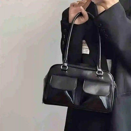 Vintage Women Business Shoulder Bags Simple Ladies Commute Tote Bag Pu Leather Female Underarm Bag Burgundy Large Handbags Purse 