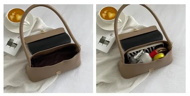 Women's Shoulder Bag Handbag Retro Underarm Bag Fashion Simple Solid Color New Hand Shoulder Bag 