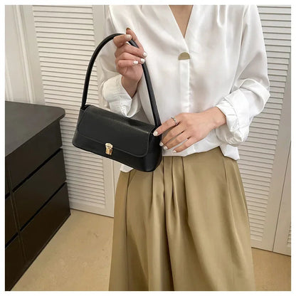 Women's Shoulder Bag Handbag Retro Underarm Bag Fashion Simple Solid Color New Hand Shoulder Bag 