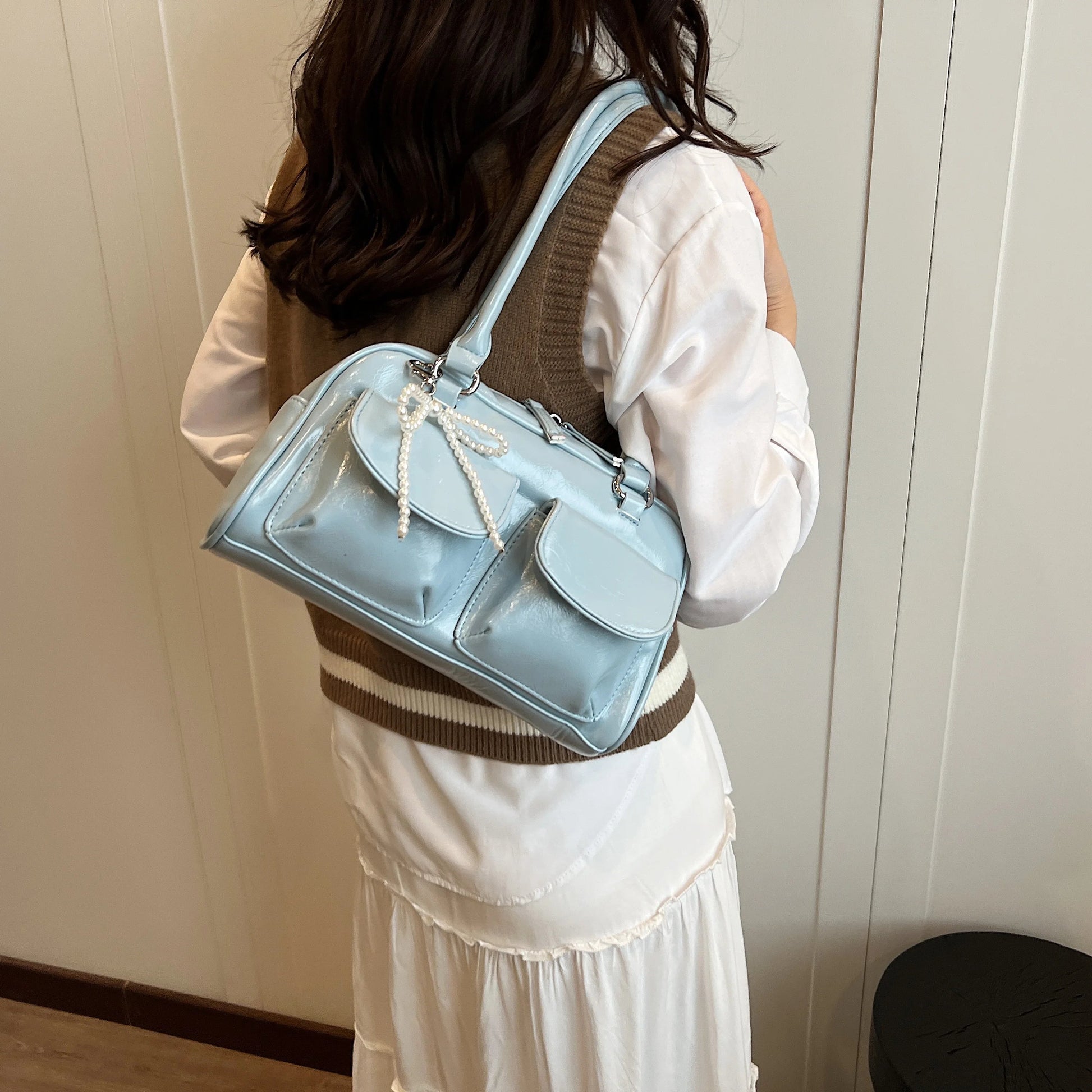 Fashionable Underarm Bow Bag for Women 2024 Korean Edition New Simple Leisure Pillow Bag Trendy Versatile Shoulder Bag 