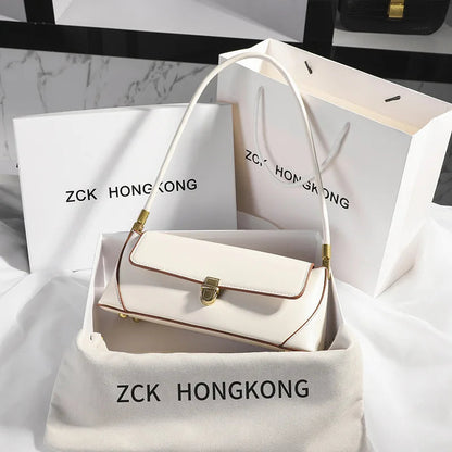 Armpit bag retro niche design high-end solid color one-shoulder portable genuine leather women's bag spring and summer versatile 