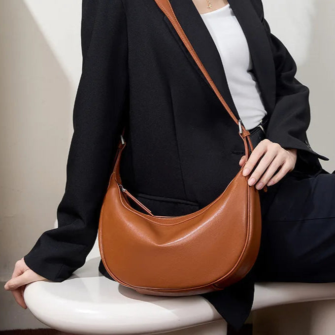 Motingsome Hobo Bag Woman Genuine Leather Handbag 2025 New Vegetable-tanned Cowhide Purses Large-capacity Niche Underarm Bags 