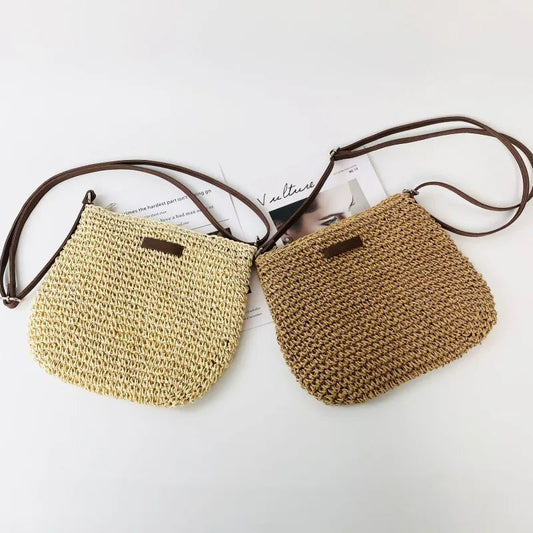 New 2025 Ladies Fashion Summer Straw Crossbody Bag Woven Shoulder Handbag Beach Holiday Shopping Messenger Purse for Women 
