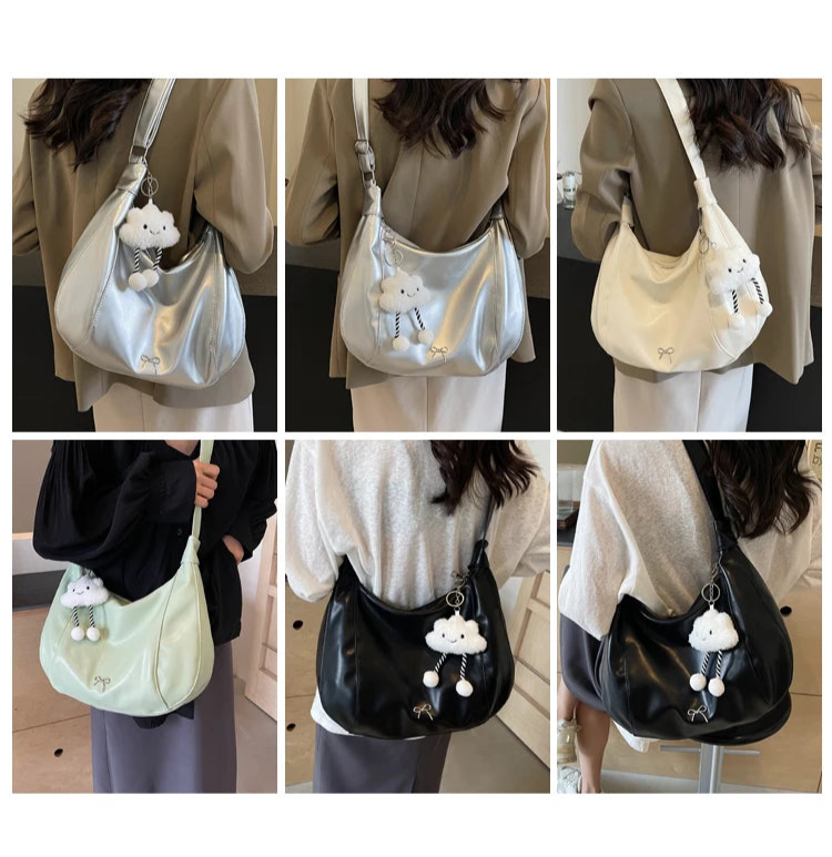 2024 Summer New Large Capacity Underarm Shoulder Bag Crossbody Bag Women's Fashion Backpack Comes with a Small Doll as a Gift 