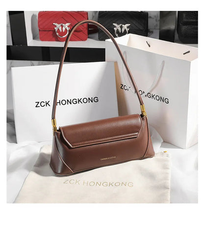 Armpit bag retro niche design high-end solid color one-shoulder portable genuine leather women's bag spring and summer versatile 