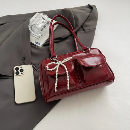 Fashionable Underarm Bow Bag for Women 2024 Korean Edition New Simple Leisure Pillow Bag Trendy Versatile Shoulder Bag 