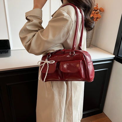Fashionable Underarm Bow Bag for Women 2024 Korean Edition New Simple Leisure Pillow Bag Trendy Versatile Shoulder Bag 