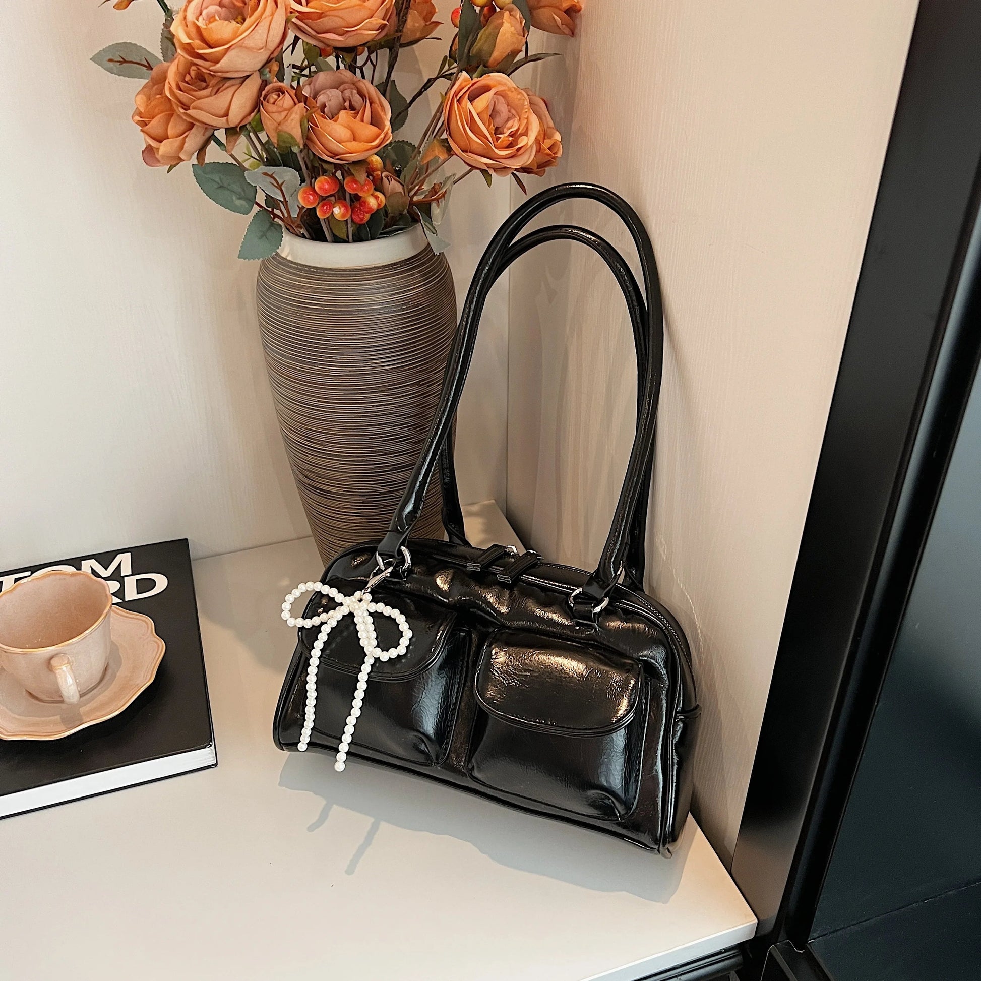 Fashionable Underarm Bow Bag for Women 2024 Korean Edition New Simple Leisure Pillow Bag Trendy Versatile Shoulder Bag 