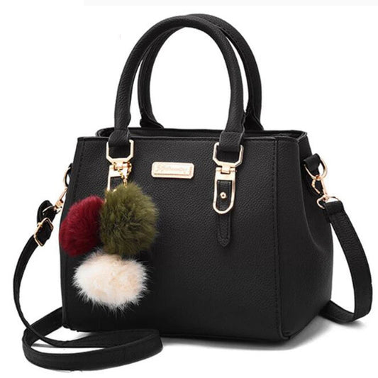 PU Leather Ladies HandBags Women Vintage Purse Plush Tassel Messenger Bags Tote Boston Shoulder Crossbody Bag 
