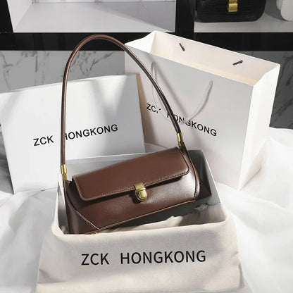 Armpit bag retro niche design high-end solid color one-shoulder portable genuine leather women's bag spring and summer versatile 