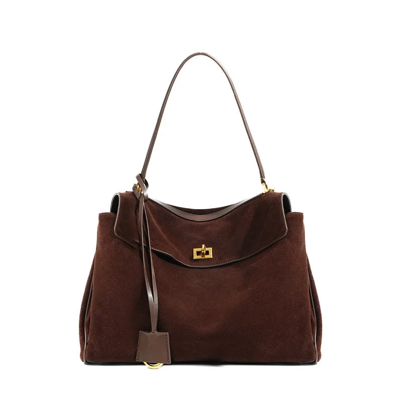 Rodeo bag women's genuine leather Kelly tote bag frosted cowhide large capacity single shoulder hand-held armpit bag 