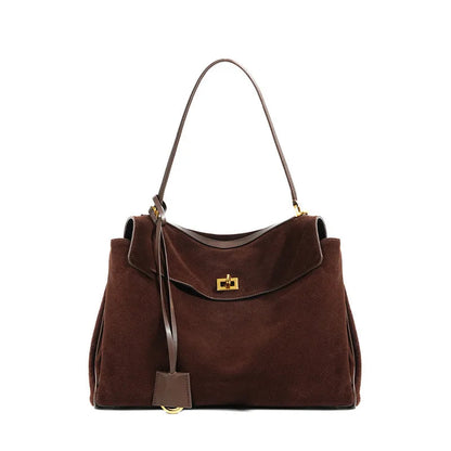 Rodeo bag women's genuine leather Kelly tote bag frosted cowhide large capacity single shoulder hand-held armpit bag 