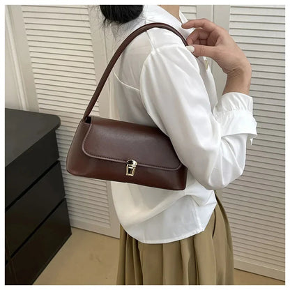Women's Shoulder Bag Handbag Retro Underarm Bag Fashion Simple Solid Color New Hand Shoulder Bag 