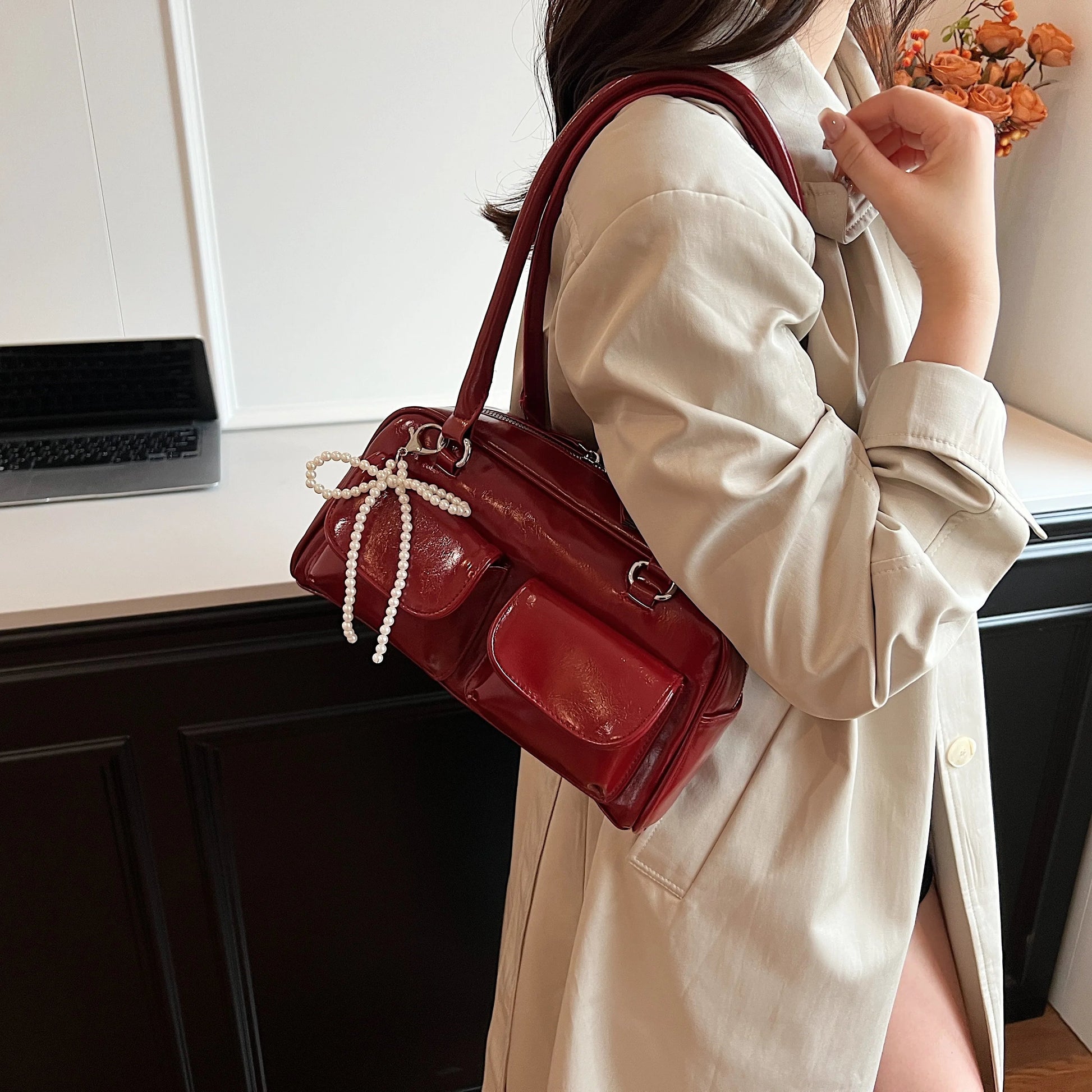 Fashionable Underarm Bow Bag for Women 2024 Korean Edition New Simple Leisure Pillow Bag Trendy Versatile Shoulder Bag 