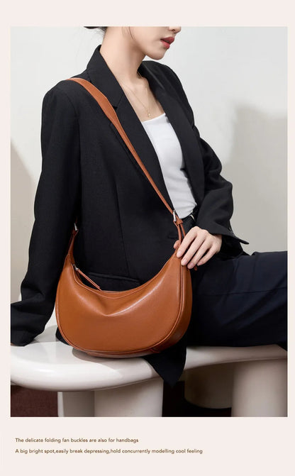 Motingsome Hobo Bag Woman Genuine Leather Handbag 2025 New Vegetable-tanned Cowhide Purses Large-capacity Niche Underarm Bags 