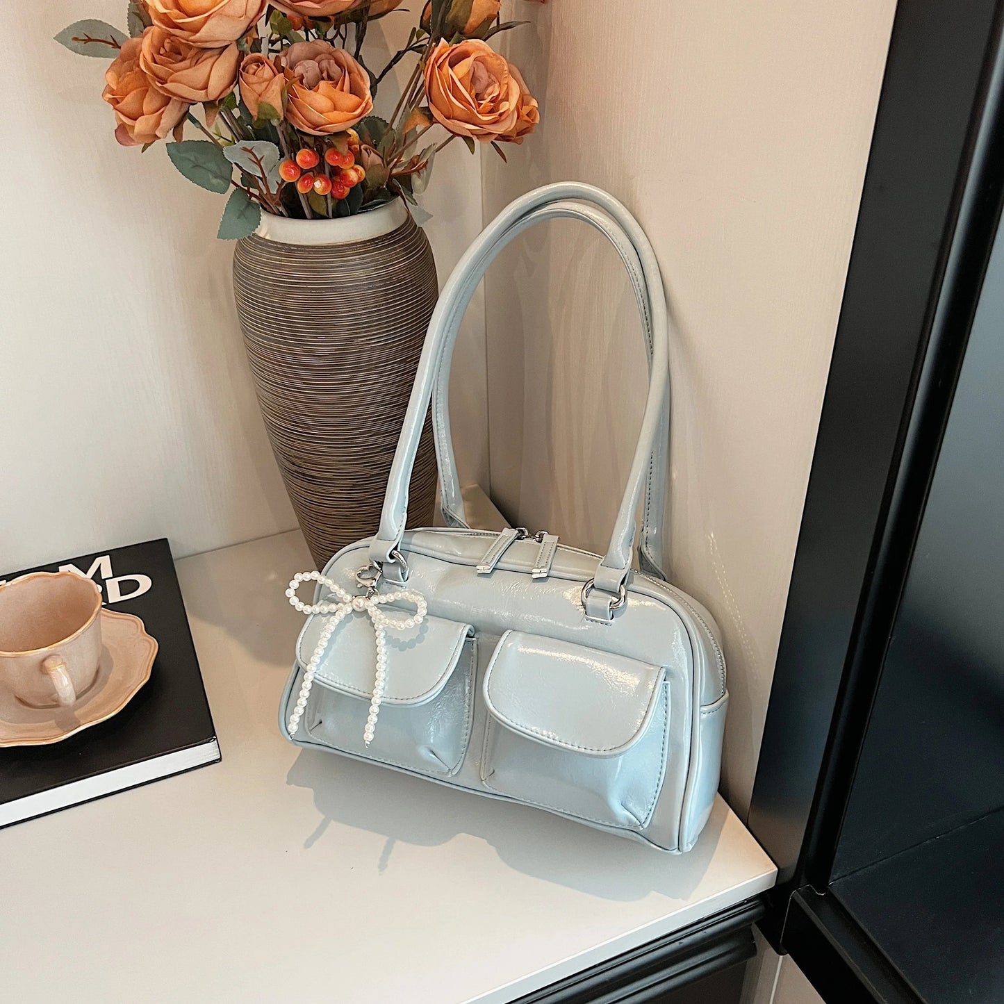 Fashionable Underarm Bow Bag for Women 2024 Korean Edition New Simple Leisure Pillow Bag Trendy Versatile Shoulder Bag 