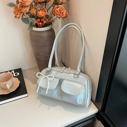 Fashionable Underarm Bow Bag for Women 2024 Korean Edition New Simple Leisure Pillow Bag Trendy Versatile Shoulder Bag 