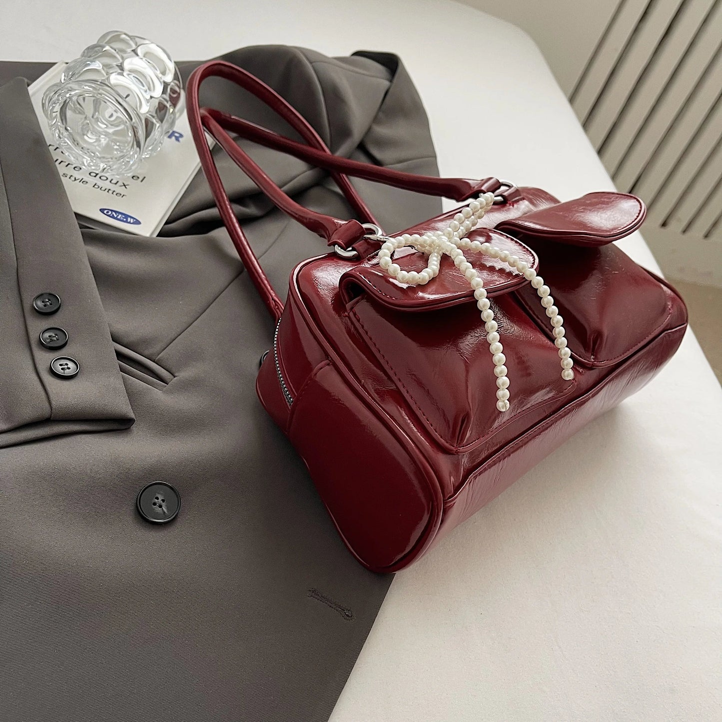 Fashionable Underarm Bow Bag for Women 2024 Korean Edition New Simple Leisure Pillow Bag Trendy Versatile Shoulder Bag 