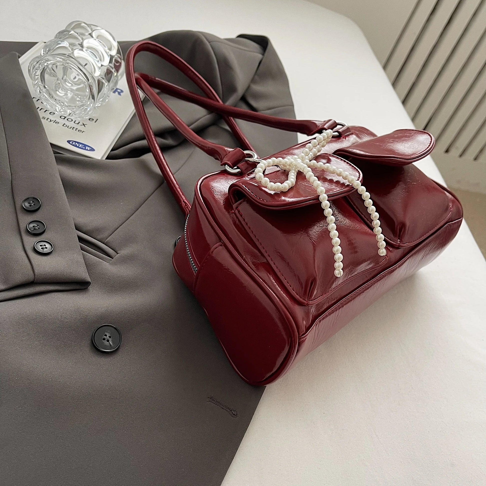 Fashionable Underarm Bow Bag for Women 2024 Korean Edition New Simple Leisure Pillow Bag Trendy Versatile Shoulder Bag 