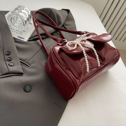 Fashionable Underarm Bow Bag for Women 2024 Korean Edition New Simple Leisure Pillow Bag Trendy Versatile Shoulder Bag 