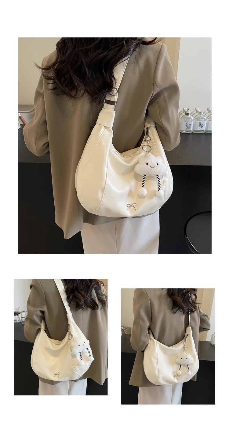 2024 Summer New Large Capacity Underarm Shoulder Bag Crossbody Bag Women's Fashion Backpack Comes with a Small Doll as a Gift 
