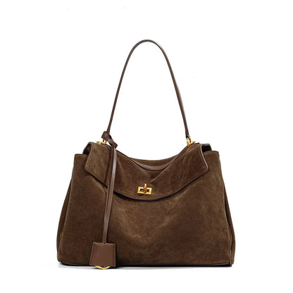 Rodeo bag women's genuine leather Kelly tote bag frosted cowhide large capacity single shoulder hand-held armpit bag 
