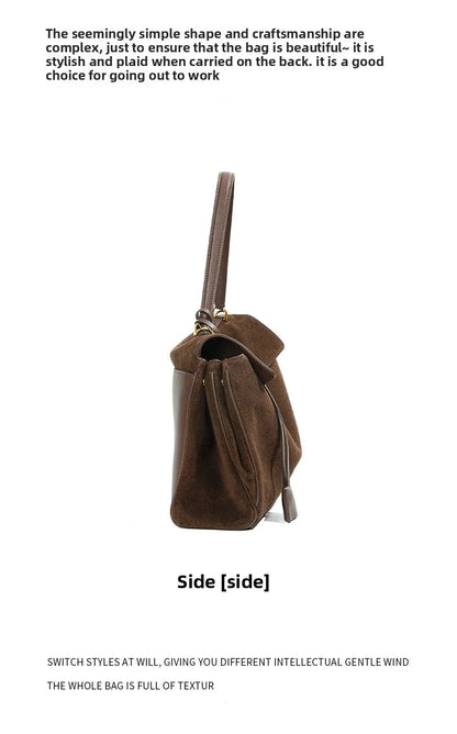 Rodeo bag women's genuine leather Kelly tote bag frosted cowhide large capacity single shoulder hand-held armpit bag 