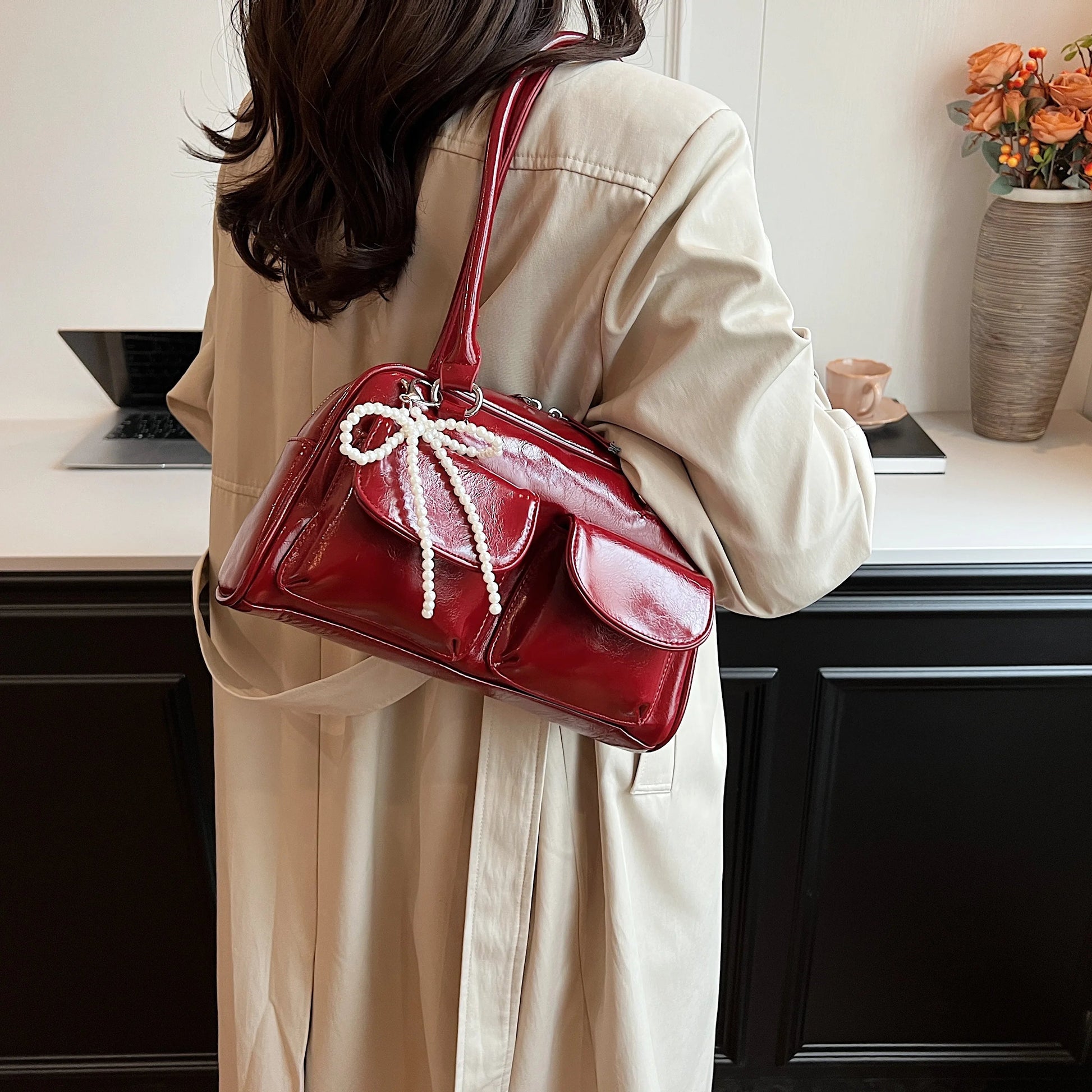 Fashionable Underarm Bow Bag for Women 2024 Korean Edition New Simple Leisure Pillow Bag Trendy Versatile Shoulder Bag 