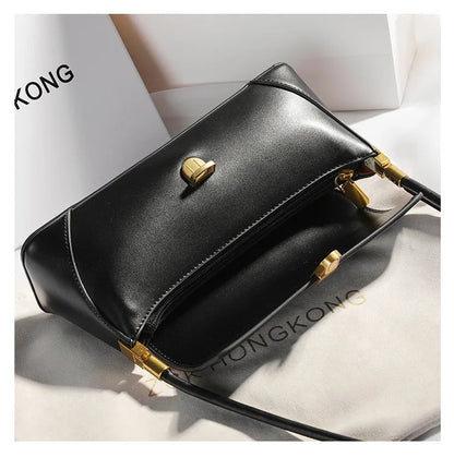 Armpit bag retro niche design high-end solid color one-shoulder portable genuine leather women's bag spring and summer versatile 